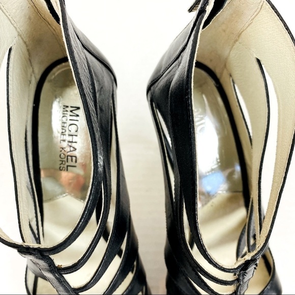 MICHAEL Michael Kors Black Leather Gladiator 4”Heels Size 8 - Picture 5 of 9